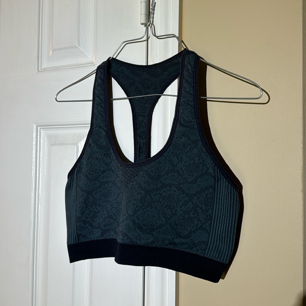 Printed Blue Sports Bra, Size Large
